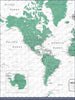 Push Pin World Map Pin Board - Green Color Splash - Pins Included! - Liza Pruitt