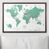 Push Pin World Map Pin Board - Green Color Splash - Pins Included! - Liza Pruitt