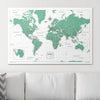 Push Pin World Map Pin Board - Green Color Splash - Pins Included! - Liza Pruitt