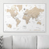Push Pin World Map Pin Board - Light Brown Color Splash - Pins Included! - Liza Pruitt