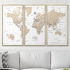 Push Pin World Map Pin Board - Light Brown Color Splash - Pins Included! - Liza Pruitt