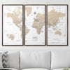 Push Pin World Map Pin Board - Light Brown Color Splash - Pins Included! - Liza Pruitt