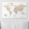 Push Pin World Map Pin Board - Light Brown Color Splash - Pins Included! - Liza Pruitt