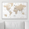 Push Pin World Map Pin Board - Light Brown Color Splash - Pins Included! - Liza Pruitt