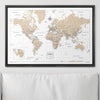 Push Pin World Map Pin Board - Light Brown Color Splash - Pins Included! - Liza Pruitt