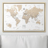 Push Pin World Map Pin Board - Light Brown Color Splash - Pins Included! - Liza Pruitt