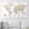 Push Pin World Map Pin Board - Light Brown Color Splash - Pins Included! - Liza Pruitt