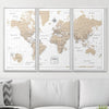 Push Pin World Map Pin Board - Light Brown Color Splash - Pins Included! - Liza Pruitt