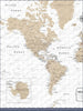 Push Pin World Map Pin Board - Light Brown Color Splash - Pins Included! - Liza Pruitt