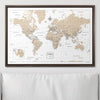 Push Pin World Map Pin Board - Light Brown Color Splash - Pins Included! - Liza Pruitt