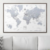 Push Pin World Map Pin Board - Light Gray Color Splash - Pins Included! - Liza Pruitt