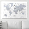 Push Pin World Map Pin Board - Light Gray Color Splash - Pins Included! - Liza Pruitt