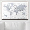 Push Pin World Map Pin Board - Light Gray Color Splash - Pins Included! - Liza Pruitt
