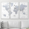 Push Pin World Map Pin Board - Light Gray Color Splash - Pins Included! - Liza Pruitt