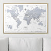 Push Pin World Map Pin Board - Light Gray Color Splash - Pins Included! - Liza Pruitt