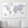 Push Pin World Map Pin Board - Light Gray Color Splash - Pins Included! - Liza Pruitt