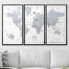 Push Pin World Map Pin Board - Light Gray Color Splash - Pins Included! - Liza Pruitt