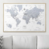 Push Pin World Map Pin Board - Light Gray Color Splash - Pins Included! - Liza Pruitt