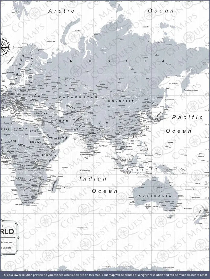 Push Pin World Map Pin Board - Light Gray Color Splash - Pins Included! - Liza Pruitt