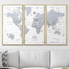 Push Pin World Map Pin Board - Light Gray Color Splash - Pins Included! - Liza Pruitt