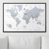 Push Pin World Map Pin Board - Light Gray Color Splash - Pins Included! - Liza Pruitt