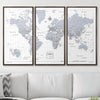 Push Pin World Map Pin Board - Light Gray Color Splash - Pins Included! - Liza Pruitt
