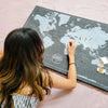 Push Pin World Map Pin Board - Modern Slate - Pins Included! - Liza Pruitt