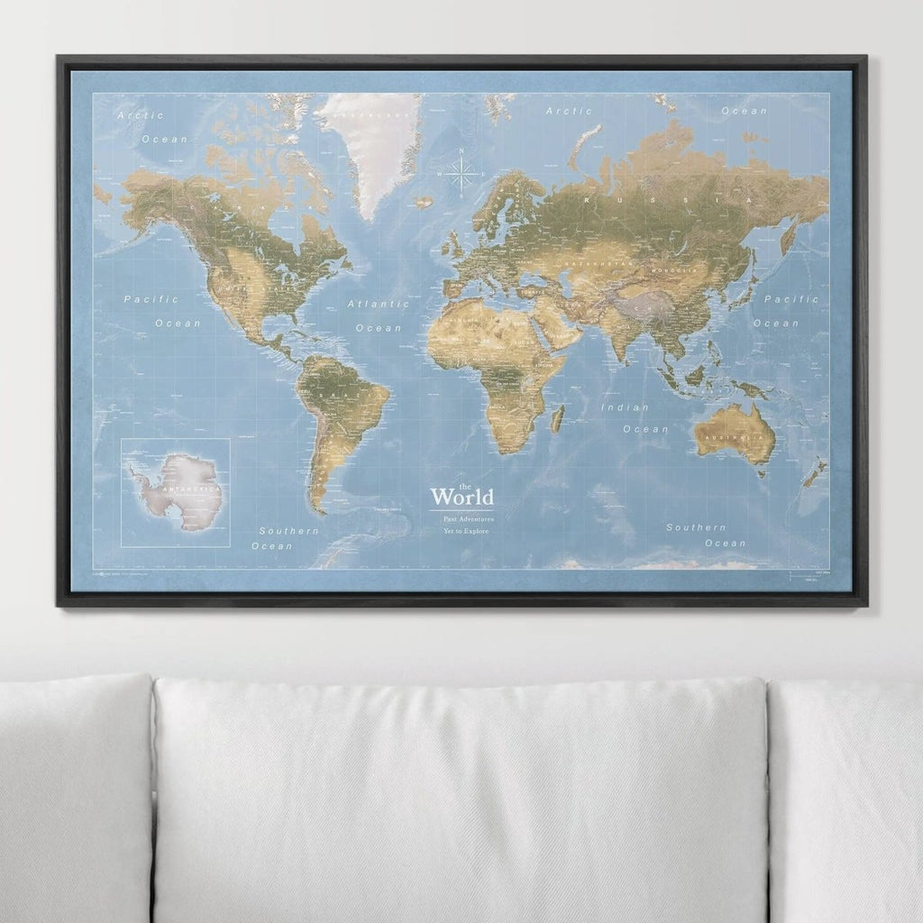 Push Pin World Map Pin Board - Natural Earth - Pins Included! - Liza Pruitt