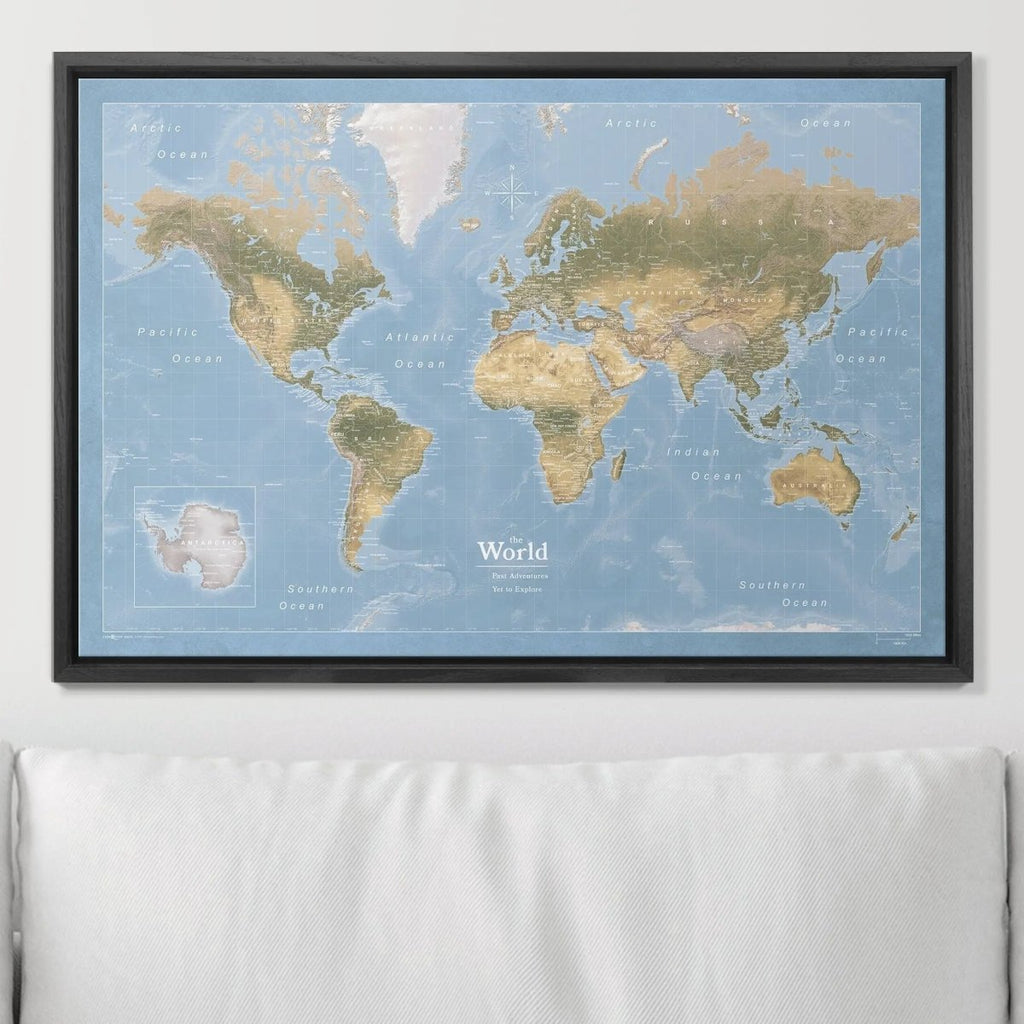 Push Pin World Map Pin Board - Natural Earth - Pins Included! - Liza Pruitt