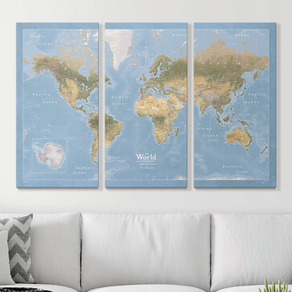 Push Pin World Map Pin Board - Natural Earth - Pins Included! - Liza Pruitt