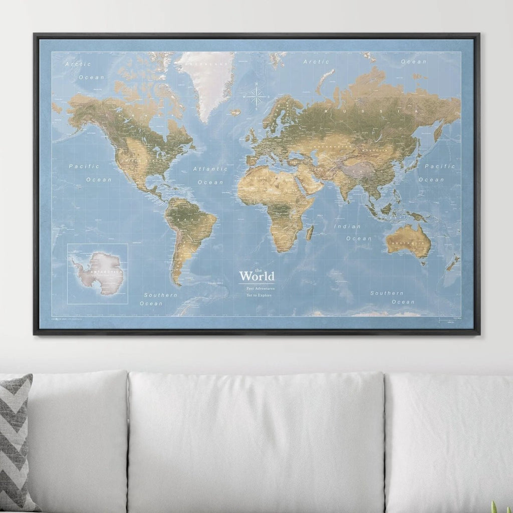 Push Pin World Map Pin Board - Natural Earth - Pins Included! - Liza Pruitt
