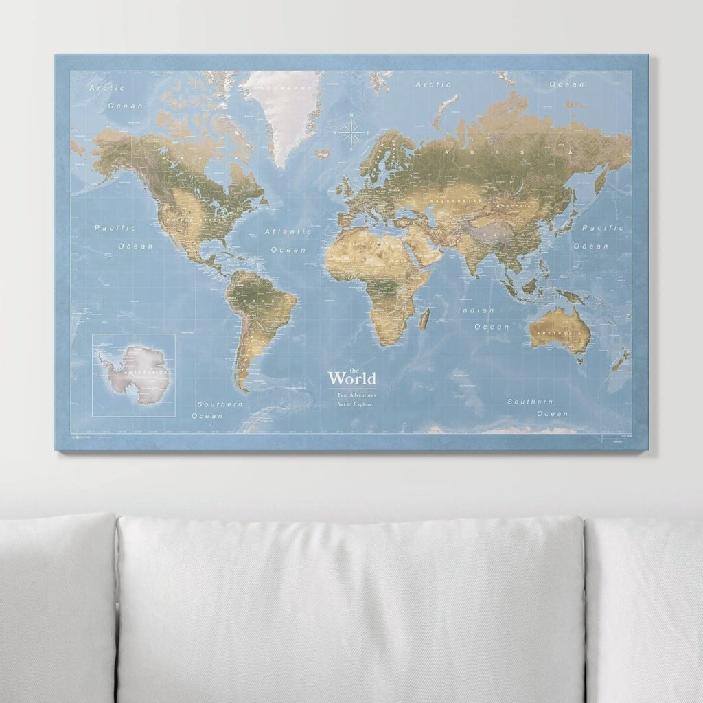Push Pin World Map Pin Board - Natural Earth - Pins Included! - Liza Pruitt