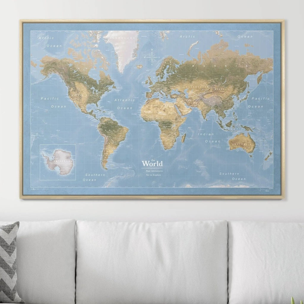 Push Pin World Map Pin Board - Natural Earth - Pins Included! - Liza Pruitt