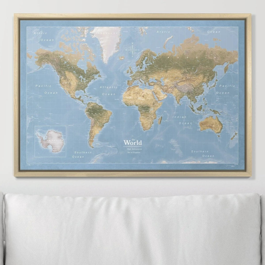 Push Pin World Map Pin Board - Natural Earth - Pins Included! - Liza Pruitt