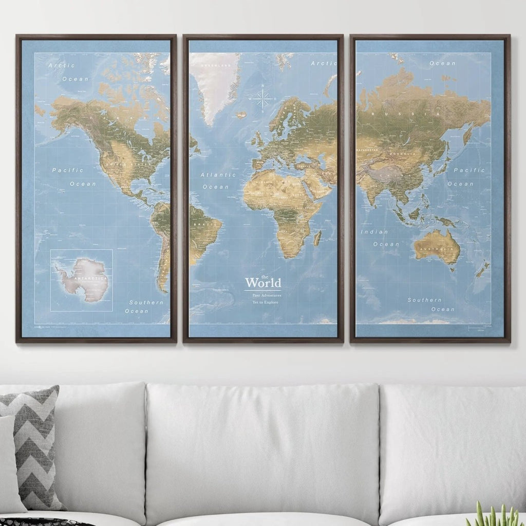 Push Pin World Map Pin Board - Natural Earth - Pins Included! - Liza Pruitt