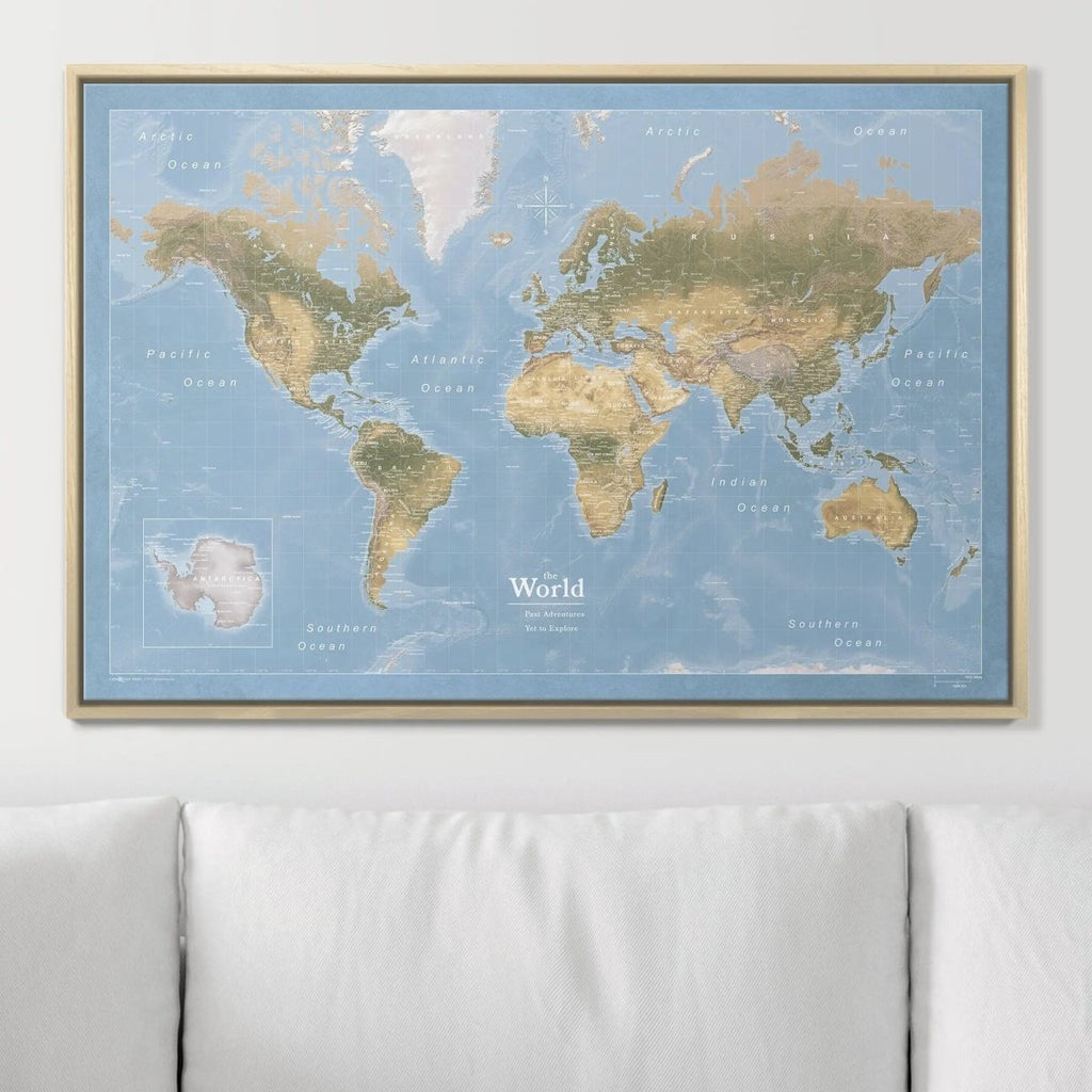 Push Pin World Map Pin Board - Natural Earth - Pins Included! - Liza Pruitt