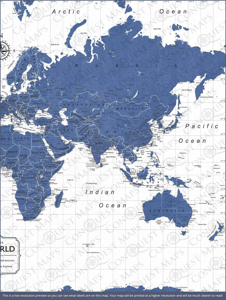 Push Pin World Map Pin Board - Navy Color Splash - Pins Included! - Liza Pruitt