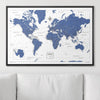 Push Pin World Map Pin Board - Navy Color Splash - Pins Included! - Liza Pruitt