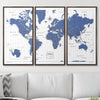 Push Pin World Map Pin Board - Navy Color Splash - Pins Included! - Liza Pruitt