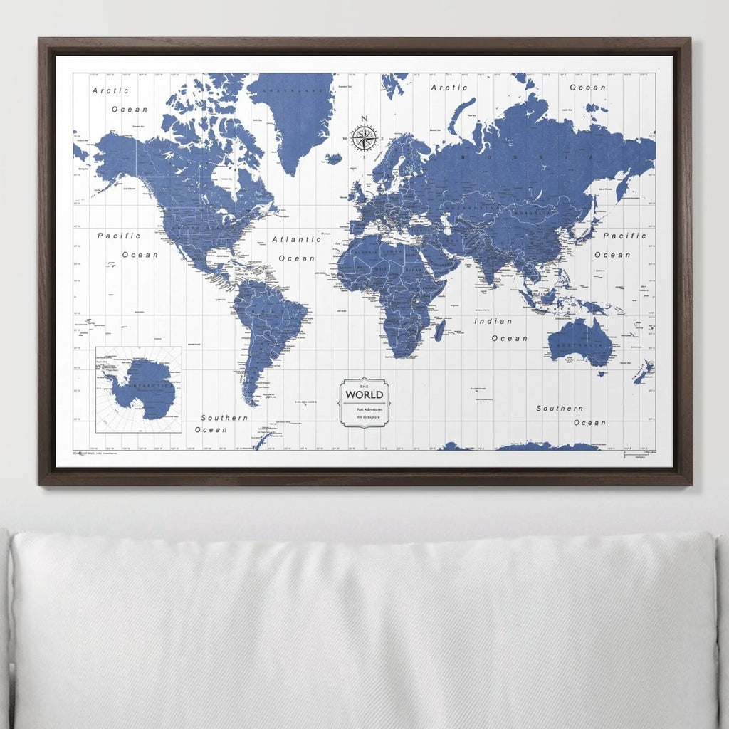 Push Pin World Map Pin Board - Navy Color Splash - Pins Included! - Liza Pruitt