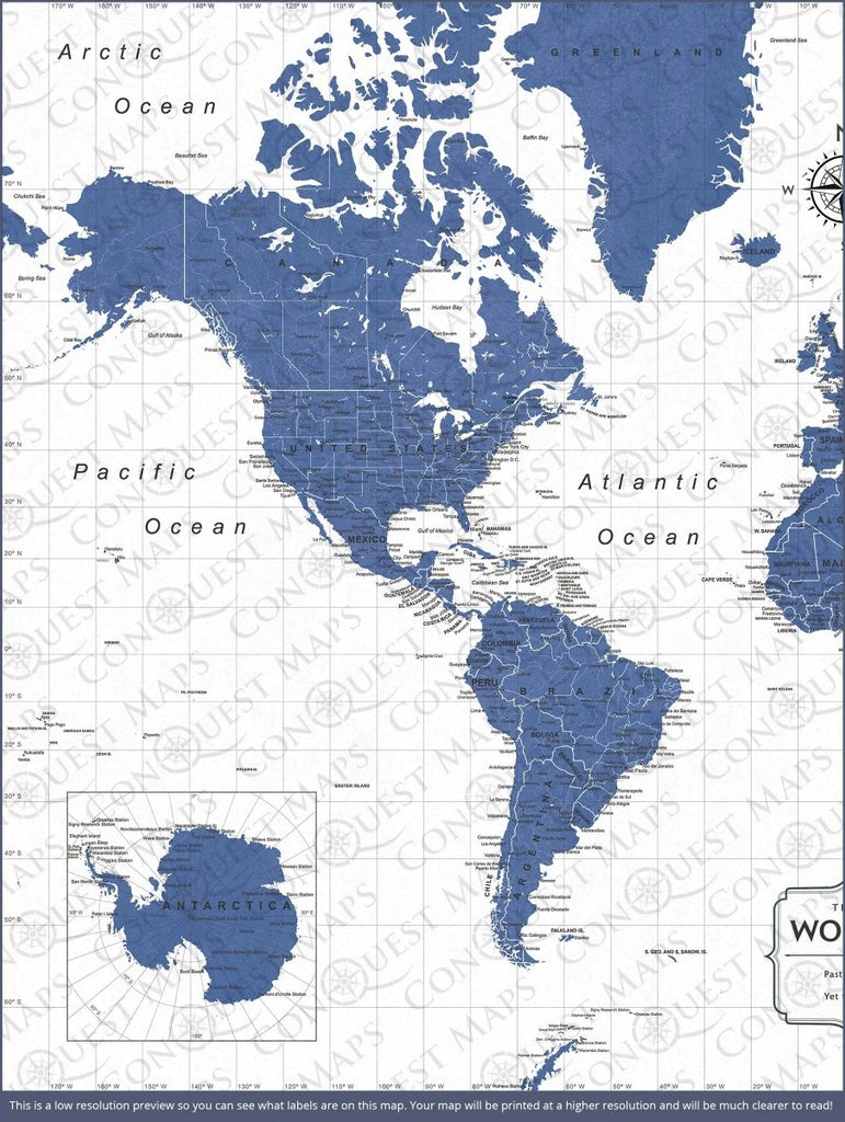 Push Pin World Map Pin Board - Navy Color Splash - Pins Included! - Liza Pruitt