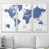 Push Pin World Map Pin Board - Navy Color Splash - Pins Included! - Liza Pruitt