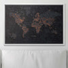 Push Pin World Map Pin Board - Obsidian Inferno - Pins Included! - Liza Pruitt