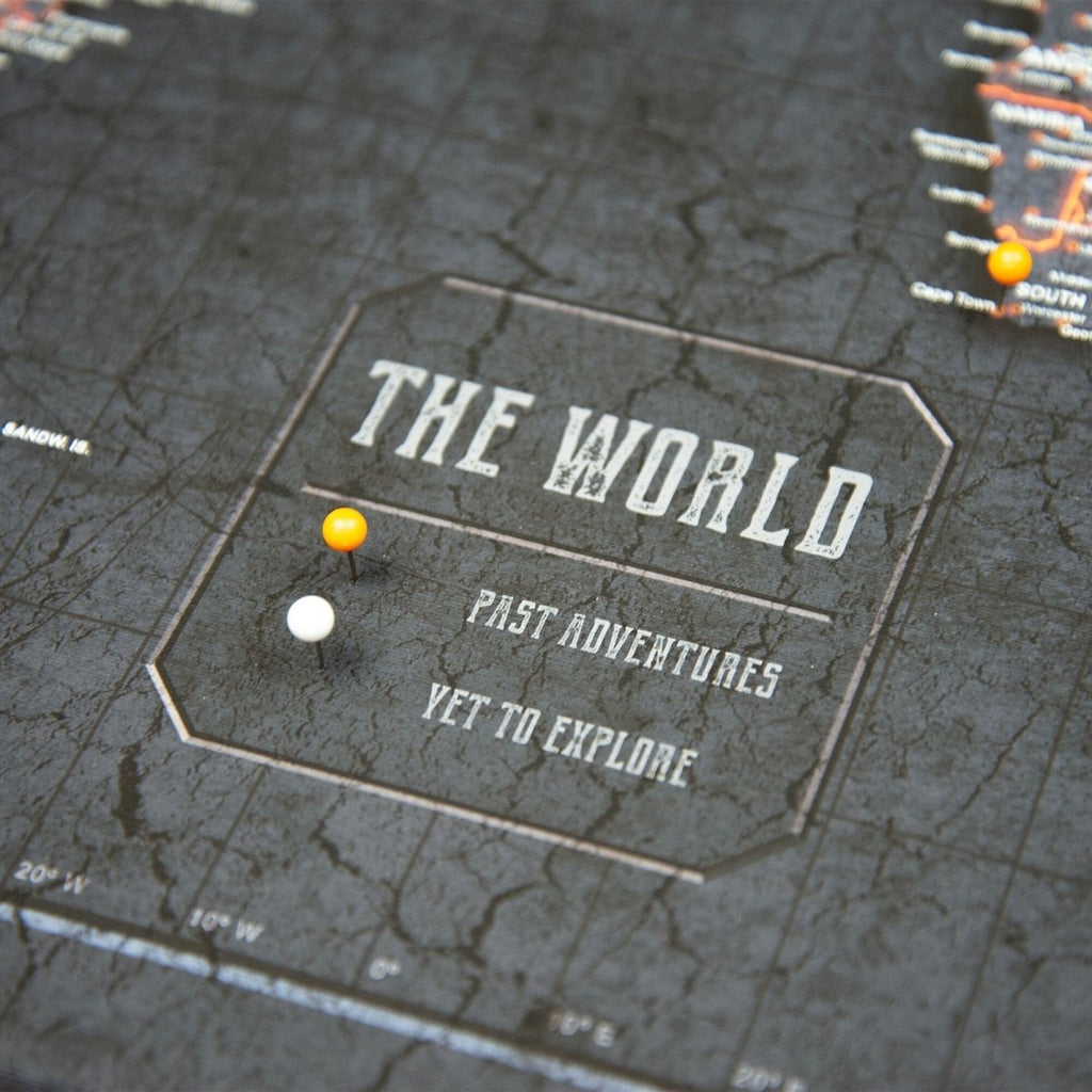 Push Pin World Map Pin Board - Obsidian Inferno - Pins Included! - Liza Pruitt