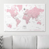 Push Pin World Map Pin Board - Pink Color Splash - Pins Included! - Liza Pruitt