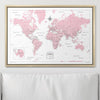 Push Pin World Map Pin Board - Pink Color Splash - Pins Included! - Liza Pruitt