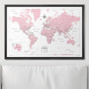 Push Pin World Map Pin Board - Pink Color Splash - Pins Included! - Liza Pruitt
