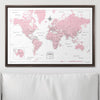 Push Pin World Map Pin Board - Pink Color Splash - Pins Included! - Liza Pruitt