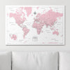Push Pin World Map Pin Board - Pink Color Splash - Pins Included! - Liza Pruitt