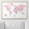Push Pin World Map Pin Board - Pink Color Splash - Pins Included! - Liza Pruitt